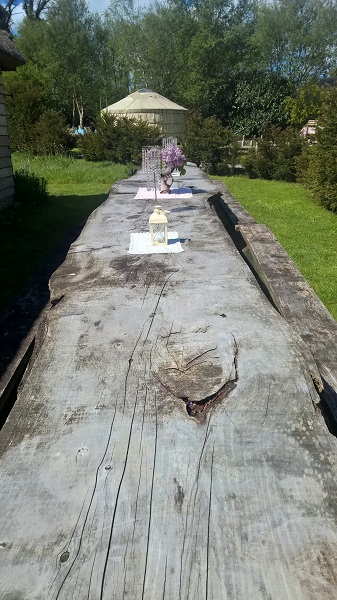 Large outdoor table for dining. County Offaly, Ireland.