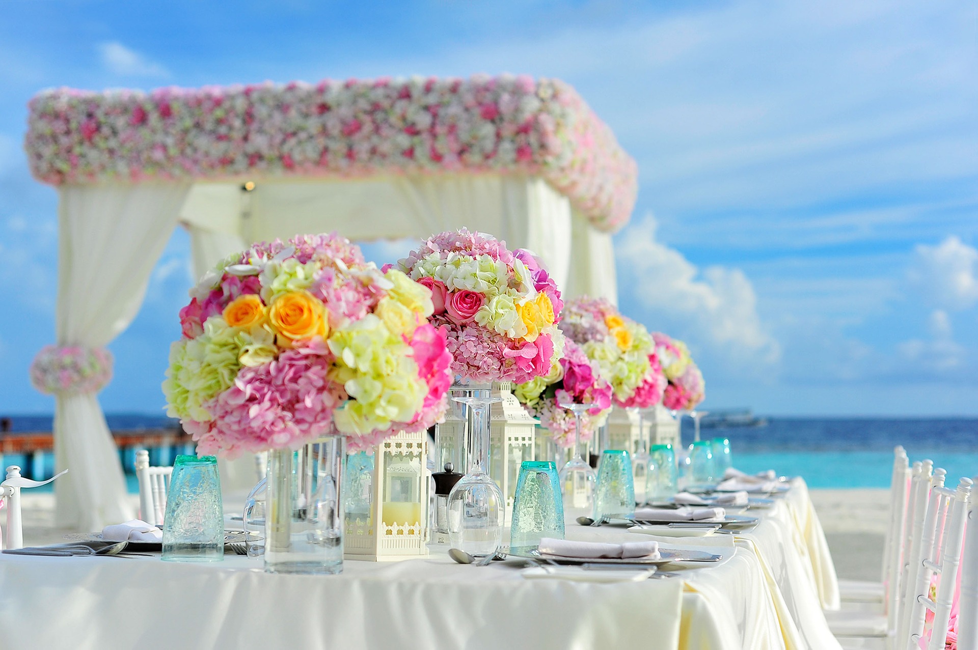 Wedding setting on a beach