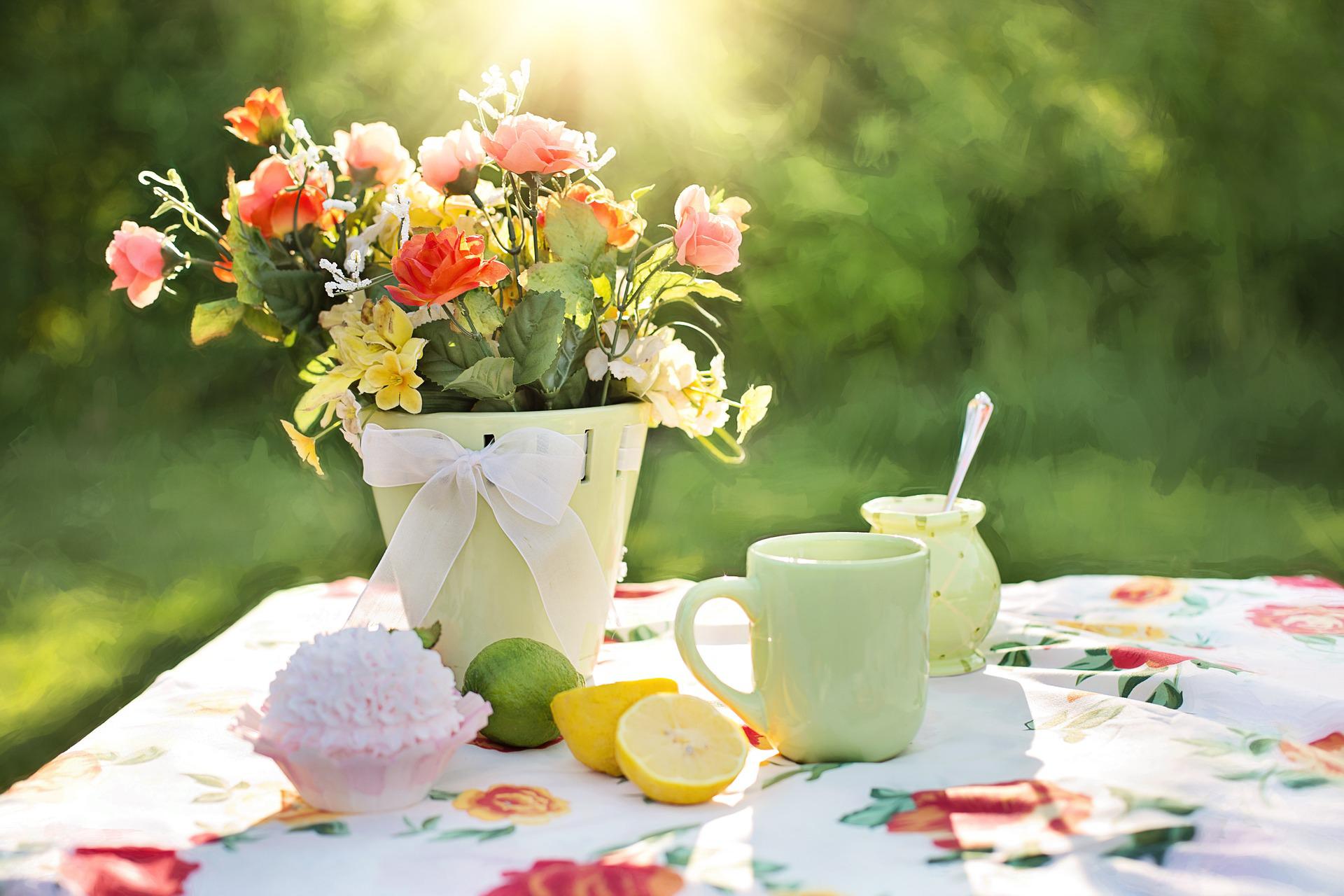 Vase of Flowers on Outdoor Table - Summer